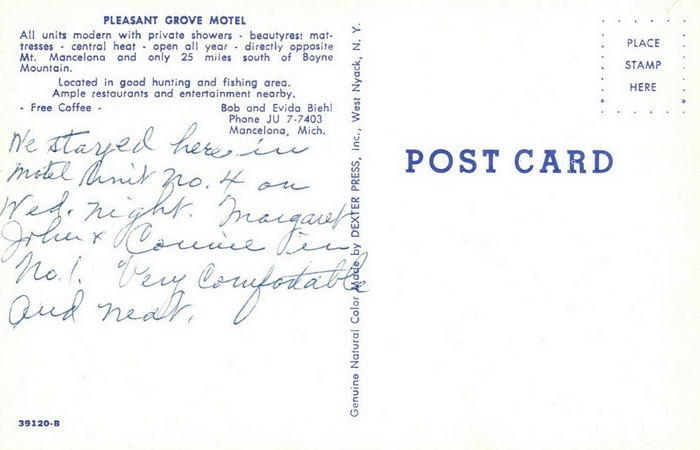 Pleasant Grove Motel (Mancelona Motel) - Old Postcard (newer photo)